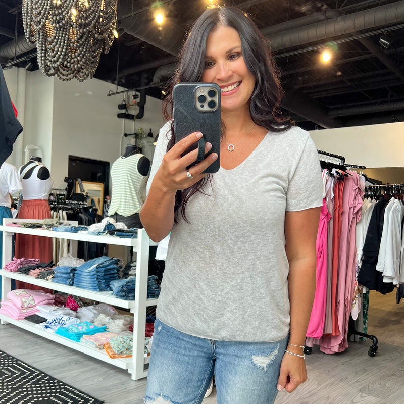 V-neck Tee In Taupe Gray