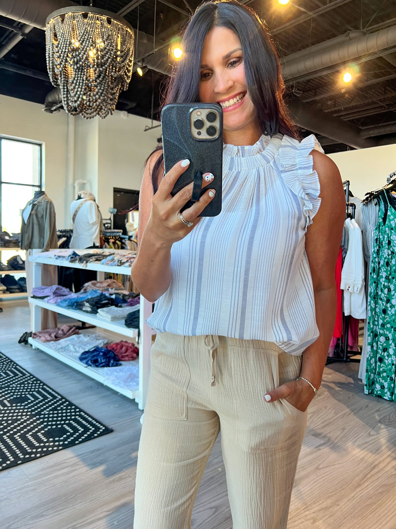 Striped Ruffle Tank
