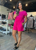 Short Sleeve Fuschia Romper