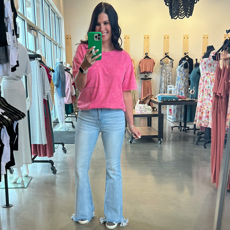 Risen High Rise Flare Jeans - Light